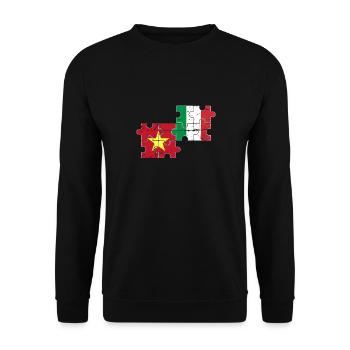 Vietnam Italien Vintage Flagge Vietnamese - Unisex Pullover - Schwarz - Vorne - Alina (178cm) & Michal (187cm)