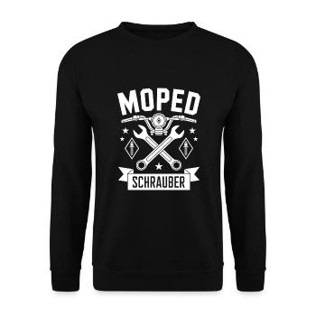 Moped Schrauber Mechaniker Mopedfahrer - Unisex Pullover - Schwarz - Vorne - Alina (178cm) & Michal (187cm)
