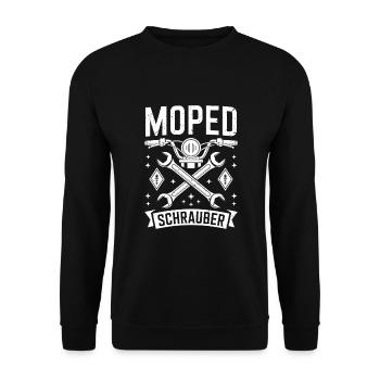 Moped Schrauber Mopedfahrer Motorrad - Unisex Pullover - Schwarz - Vorne - Alina (178cm) & Michal (187cm)