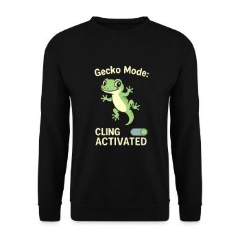 Gecko Lustiger Spruch - gecko mode cling activated - Unisex Pullover - Schwarz - Vorne - Alina (178cm) & Michal (187cm)