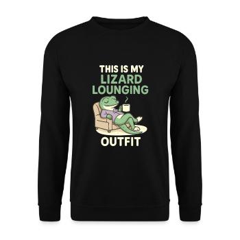 Gecko Shirt - this is my lizard lounging outfit - Unisex Pullover - Schwarz - Vorne - Alina (178cm) & Michal (187cm)