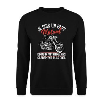 je suis un papy motard cadeau anniversaire humour - Sweat-shirt Unisexe - noir - Devant - Alina (178cm) & Michal (187cm)