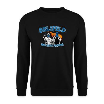 Bielefeld und nicht anders UPDATE - Unisex Pullover - Schwarz - Vorne - Alina (178cm) & Michal (187cm)
