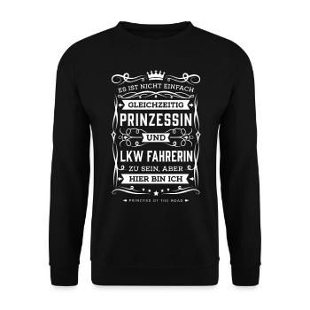 Lustiger Spruch Lkw Fahrer Geschenk Lkw-Fahrerin - Unisex Pullover - Schwarz - Vorne - Alina (178cm) & Michal (187cm)
