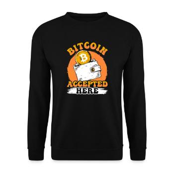 Bitcoin Accepted Here - Unisex Sweatshirt - black - Front - Alina (178cm) & Michal (187cm)