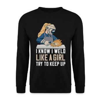 Welder Mama for welders and - Unisex Sweatshirt - black - Front - Alina (178cm) & Michal (187cm)