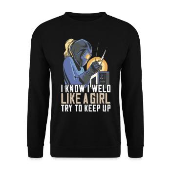 Welder Mama for welders and - Unisex Sweatshirt - black - Front - Alina (178cm) & Michal (187cm)