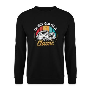 I'm not Old, I'm a Classic Car - Unisex Pullover - Schwarz - Vorne - Alina (178cm) & Michal (187cm)