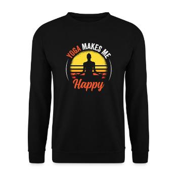 YOGA MAKES ME HAPPY - Unisex Pullover - Schwarz - Vorne - Alina (178cm) & Michal (187cm)