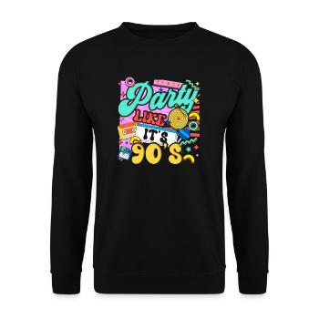 Party like it's 90 - Unisex Sweatshirt - black - Front - Alina (178cm) & Michal (187cm)