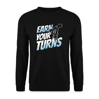 Earn your Turns - Unisex Pullover - Schwarz - Vorne - Alina (178cm) & Michal (187cm)