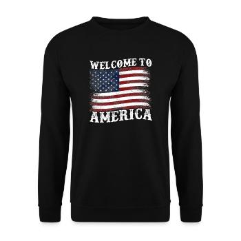 Welcome to America - Unisex Sweatshirt - black - Front - Alina (178cm) & Michal (187cm)