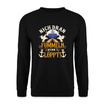 Nich dran fummeln wenn´t löppt! - Unisex Pullover - Schwarz - Vorne - Alina (178cm) & Michal (187cm)
