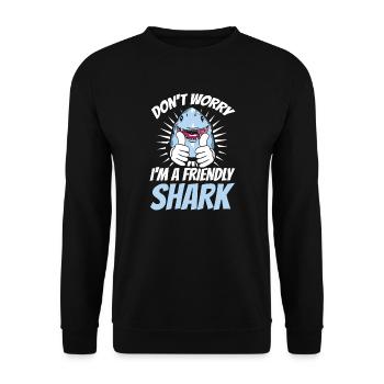 Don't worry, I'm a friendly shark - Unisex Pullover - Schwarz - Vorne - Alina (178cm) & Michal (187cm)