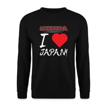 Konnichiwa I love Japan - Unisex Sweatshirt - black - Front - Alina (178cm) & Michal (187cm)