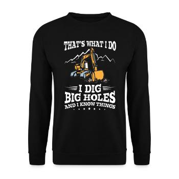 Excavator I Dig Big Holes Construction - Unisex Sweatshirt - black - Front - Alina (178cm) & Michal (187cm)