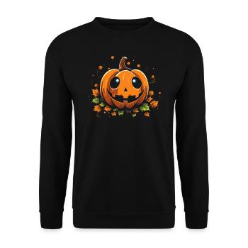 Bezaubernder Gruselkürbis - Unisex Pullover - Schwarz - Vorne - Alina (178cm) & Michal (187cm)