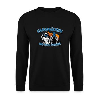 Saarbrücken und nicht anders UPDATE - Unisex Pullover - Schwarz - Vorne - Alina (178cm) & Michal (187cm)