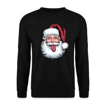 Père Noël Drôle Visage Langue Sortante - Sweat-shirt Unisexe - noir - Devant - Alina (178cm) & Michal (187cm)