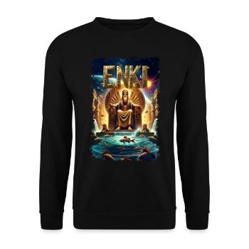 Enki God of Water and Wisdom - Unisex Sweatshirt - black - Front - Alina (178cm) & Michal (187cm)