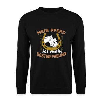 Mein Pferd ist mein bester Freund Spruch Reiten - Unisex Pullover - Schwarz - Vorne - Alina (178cm) & Michal (187cm)