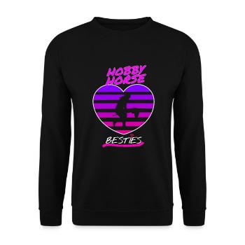 Hobby Horsing Geschenkidee Mädchen süß reiten - Unisex Pullover - Schwarz - Vorne - Alina (178cm) & Michal (187cm)