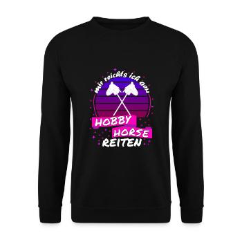 Hobby Horsing Mädchen Geschenk Steckenpferd reiten - Unisex Pullover - Schwarz - Vorne - Alina (178cm) & Michal (187cm)