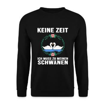 Schwan "Schwanzeit" Schwäne verliebt Schwanpaar - Unisex Pullover - Schwarz - Vorne - Alina (178cm) & Michal (187cm)