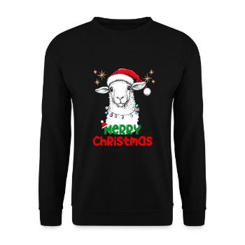 Christmas Sheep Christmas Hat Lamb Funny - Unisex Sweatshirt - black - Front - Alina (178cm) & Michal (187cm)