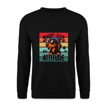 Teckel Chien Bonnet Lunettes de soleil Quatre pattes Drôle - Sweat-shirt Unisexe - noir - Devant - Alina (178cm) & Michal (187cm)