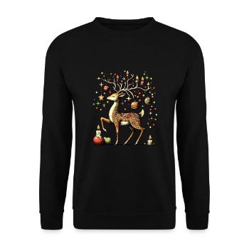 Fairytale deer wishes you a Merry Christmas - Unisex Sweatshirt - black - Front - Alina (178cm) & Michal (187cm)