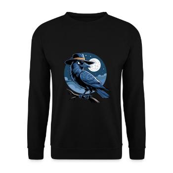 Raven Fairy Tale Fantasy Night Full Moon Ornithologist - Unisex Sweatshirt - black - Front - Alina (178cm) & Michal (187cm)