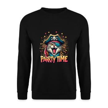 Chat Pirate Carnaval Costume Cologne Alaaf Anniversaire - Sweat-shirt Unisexe - noir - Devant - Alina (178cm) & Michal (187cm)
