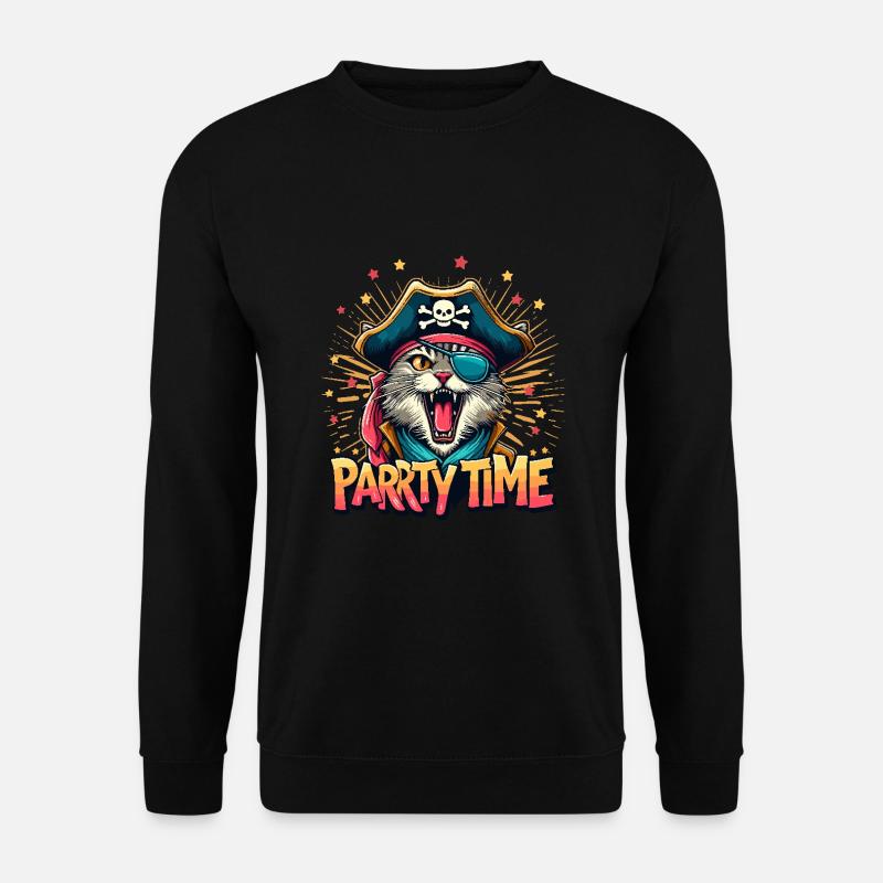 Katze Pirat Karneval Kostüm Köln Alaaf Geburtstag - Unisex Pullover - Schwarz