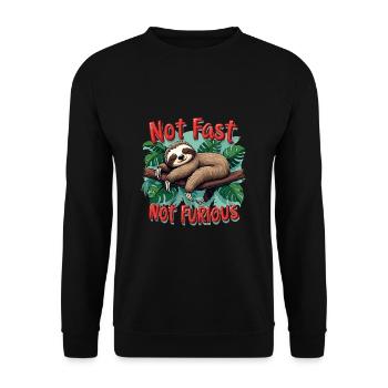 Sloth Cozy Relaxing Sleeping Meditation - Unisex Sweatshirt - black - Front - Alina (178cm) & Michal (187cm)