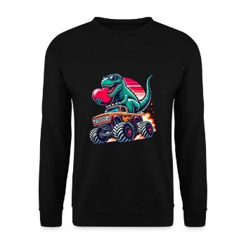 Valentine's Day Dino Monster Truck Heart In Love Love - Unisex Sweatshirt - black - Front - Alina (178cm) & Michal (187cm)
