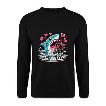 Saint-Valentin Shark Diver Coeur En Amour Vacances en Mer - Sweat-shirt Unisexe - noir - Devant - Alina (178cm) & Michal (187cm)