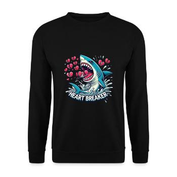 Saint-Valentin Requin Plongeur Vacances Coeur Drôle Mer - Sweat-shirt Unisexe - noir - Devant - Alina (178cm) & Michal (187cm)