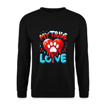 Saint Valentin Coeur Patte Chien Chien À Quatre Pattes Chien Fan - Sweat-shirt Unisexe - noir - Devant - Alina (178cm) & Michal (187cm)