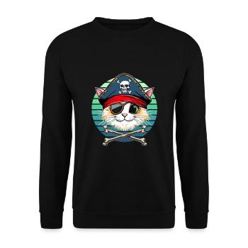 Carnaval Chat Pirate Costume Enfants Alaaf Helau - Sweat-shirt Unisexe - noir - Devant - Alina (178cm) & Michal (187cm)