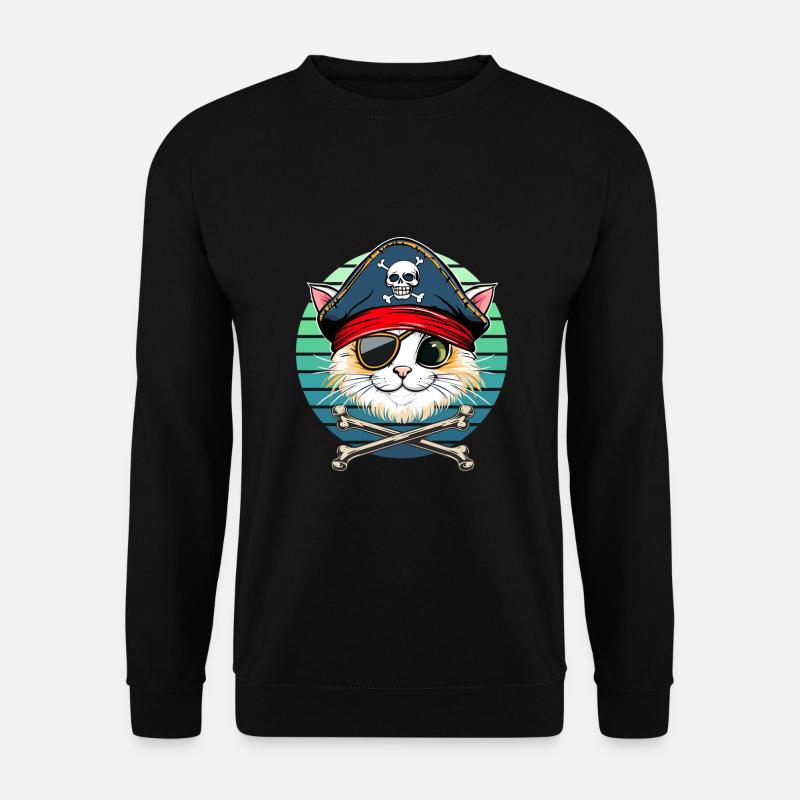 Karneval Katze Pirat Kostüm Kinder Alaaf Helau - Unisex Pullover - Schwarz