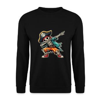 Carnaval Pirate Squelette Dabbing Chapeau Pirate Alaaf - Sweat-shirt Unisexe - noir - Devant - Alina (178cm) & Michal (187cm)