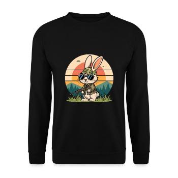 Bunny Lunettes de soleil Cool Lapin de Pâques Anti-Chasse Retro - Sweat-shirt Unisexe - noir - Devant - Alina (178cm) & Michal (187cm)