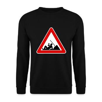 Chantier de construction, travailleur paresseux, signe chantier de construction - Sweat-shirt Unisexe - noir - Devant - Alina (178cm) & Michal (187cm)