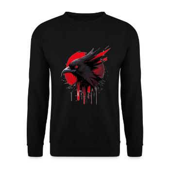 Fantasievogel rot-schwarz - Unisex Pullover - Schwarz - Vorne - Alina (178cm) & Michal (187cm)