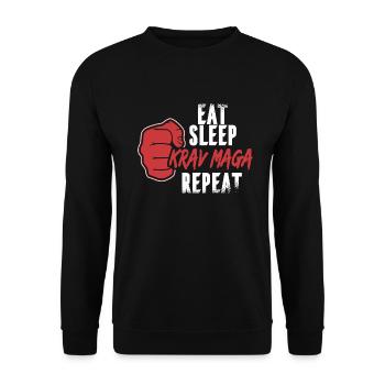 Krav Maga Arts Martiaux Manger Sommeil Krav Maga Fighter - Sweat-shirt Unisexe - noir - Devant - Alina (178cm) & Michal (187cm)