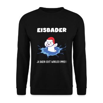 eisbaden winterbader cool eisbär kälteresistent - Unisex Pullover - Schwarz - Vorne - Alina (178cm) & Michal (187cm)