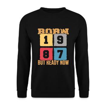 1987 Birthday 35 Years Retro Anniversary Edition - Unisex Sweatshirt - black - Front - Alina (178cm) & Michal (187cm)