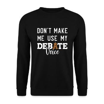 Debattieren Debatte Argumentieren - Unisex Pullover - Schwarz - Vorne - Alina (178cm) & Michal (187cm)