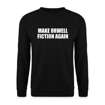 make orwell fiction again - Unisex Sweatshirt - black - Front - Alina (178cm) & Michal (187cm)